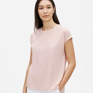 Eileen Fisher Wide Rib Stretch Crew Neck Top Sz L